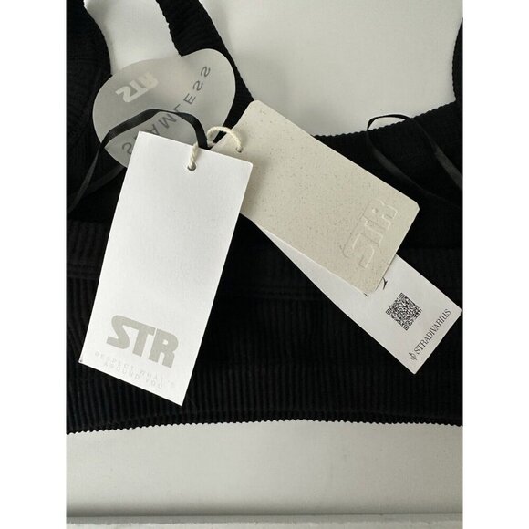 NWT Stradivarius Women's Basic Stretchy Seamless Ribbed Bra Top Black Small - Picture 4 of 4